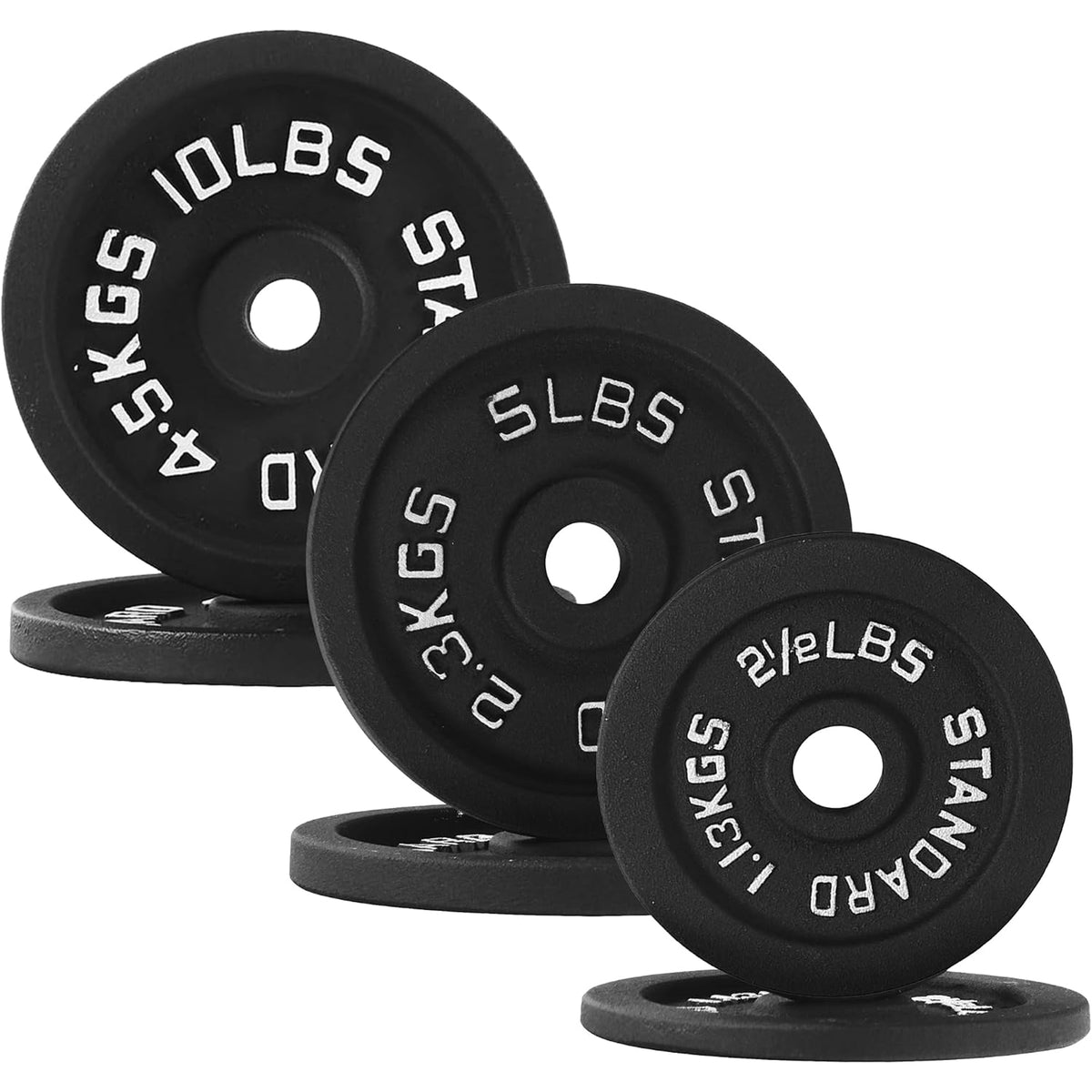 Fitvids 2.5, 5 &10 lb Cast Iron Grip Weight Plate Set, 3 Pairs of Olympic Plates