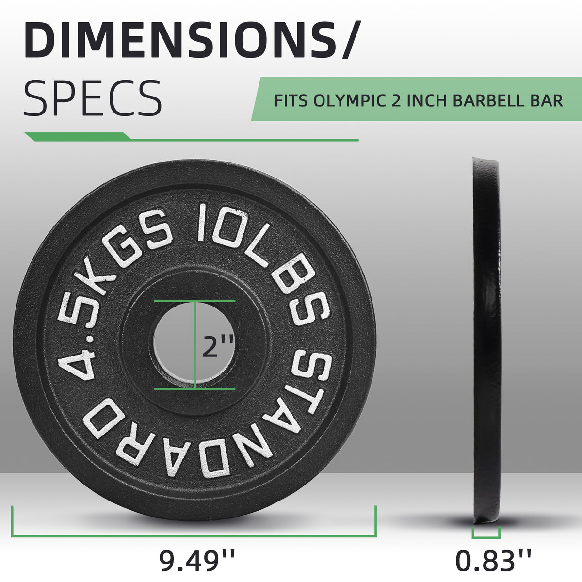Fitvids 10 lb Cast Iron Grip Weight Plate, Olympic Plate for Strength Training