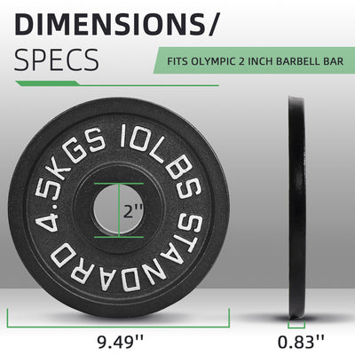 Fitvids 10 lb Cast Iron Grip Weight Plate, Olympic Plate for Strength Training