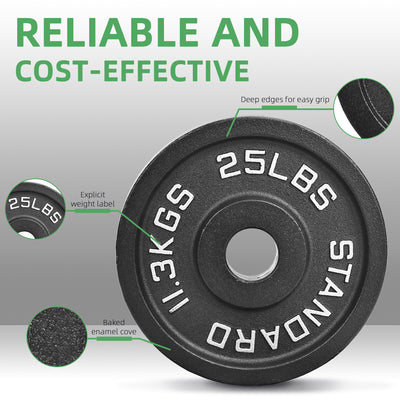 Fitvids 25 lb Cast Iron Grip Weight Plate, Olympic Plate for Strength Training