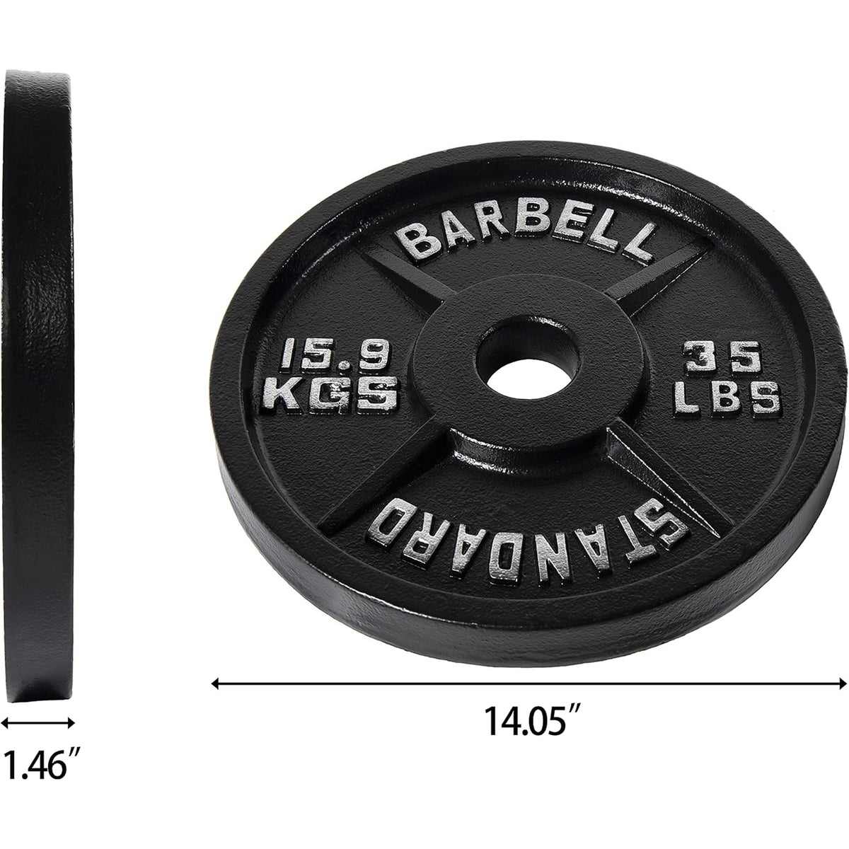 Fitvids 35 lb Cast Iron Grip Weight Plate, Olympic Plate for Strength Training
