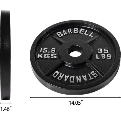 Fitvids 35 lb Cast Iron Grip Weight Plate, Olympic Plate for Strength Training