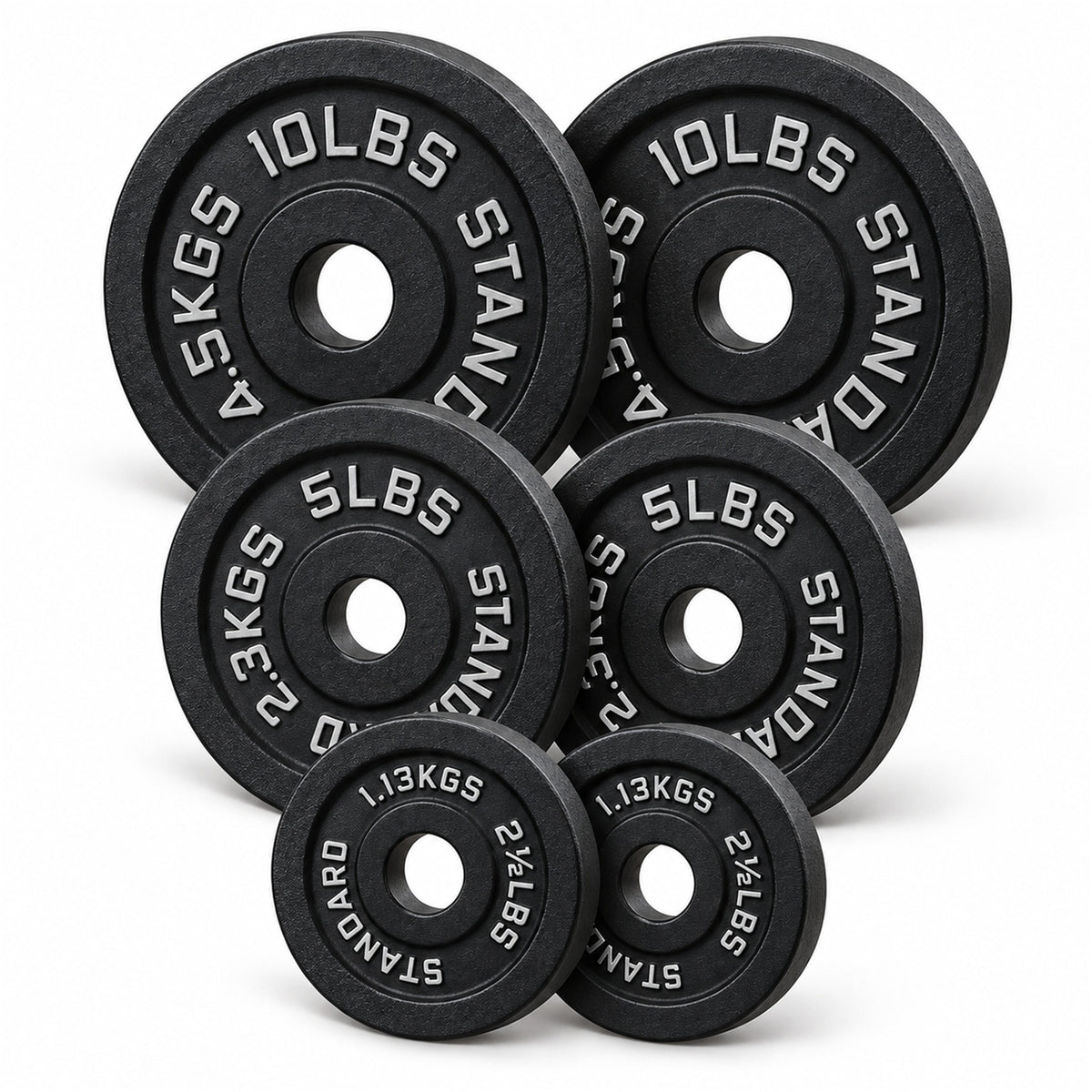 Fitvids 2.5, 5 &10 lb Cast Iron Grip Weight Plate Set, 3 Pairs of Olympic Plates
