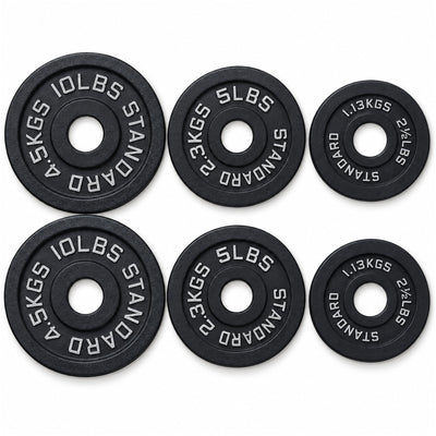 Fitvids 2.5, 5 &10 lb Cast Iron Grip Weight Plate Set, 3 Pairs of Olympic Plates