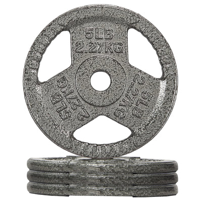 Fitvids 5 lb Cast Iron Grip Weight Plate, Set of 4 Olympic Plate for Home Gym