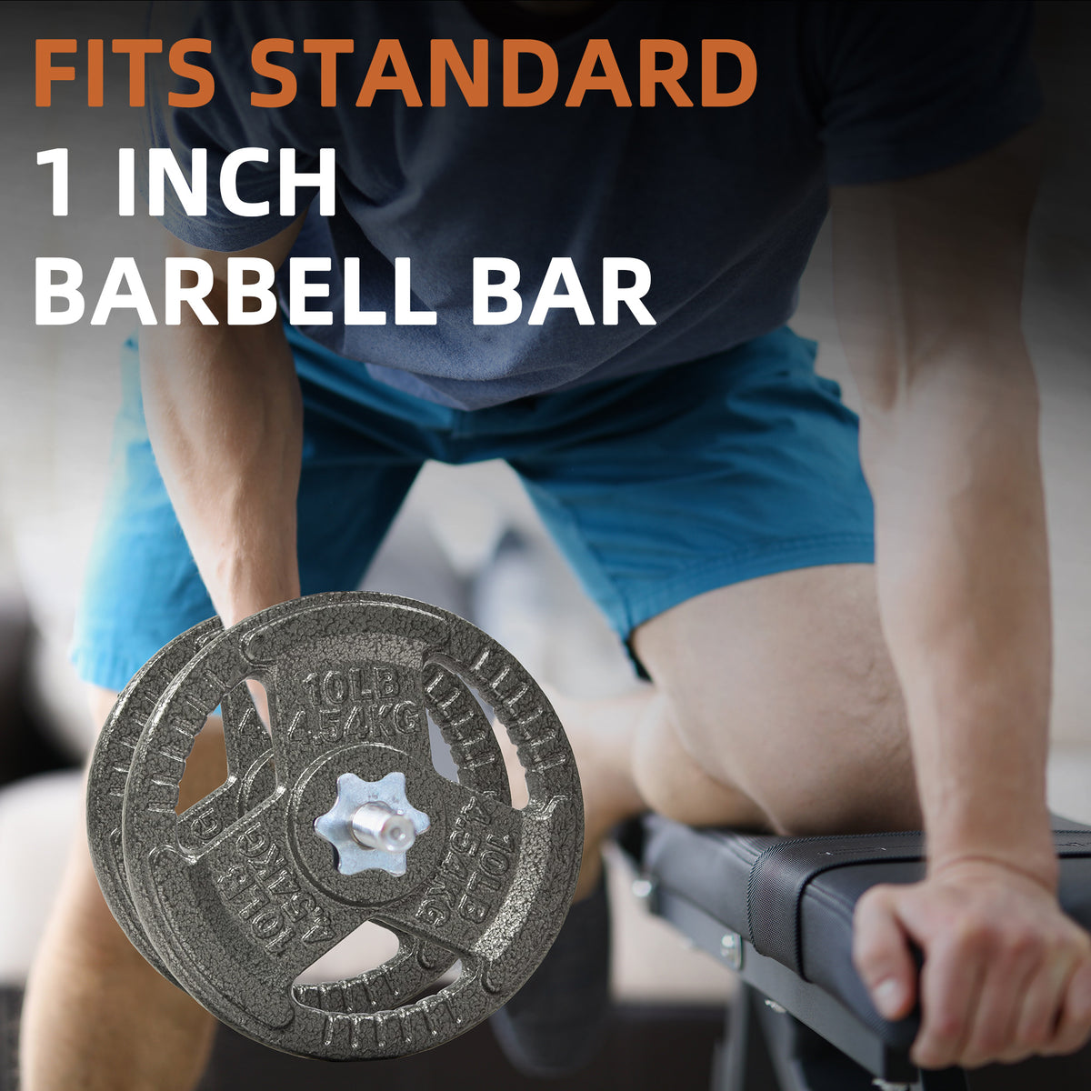 Fitvids 10 lb Cast Iron Grip Weight Plate, Olympic Plate for Strength Training