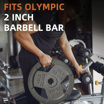 Fitvids 45 lb Cast Iron Grip Weight Plate, Olympic Plate for Strength Training