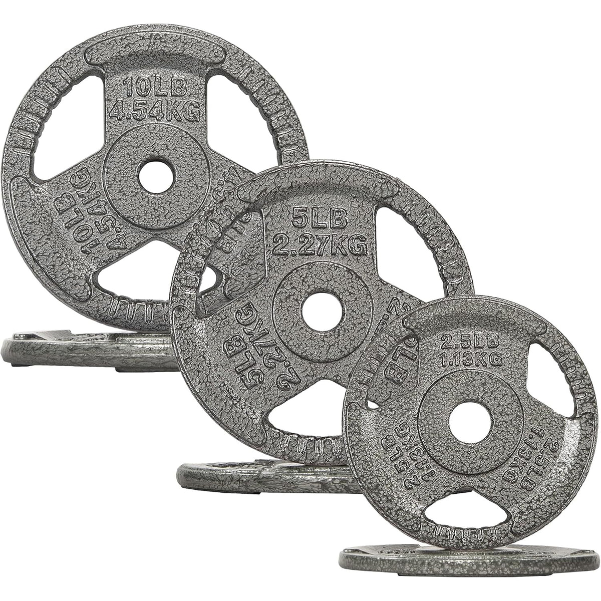Fitvids 2.5, 5 &10 lb Cast Iron Grip Weight Plate Set, 3 Pairs of Olympic Plates