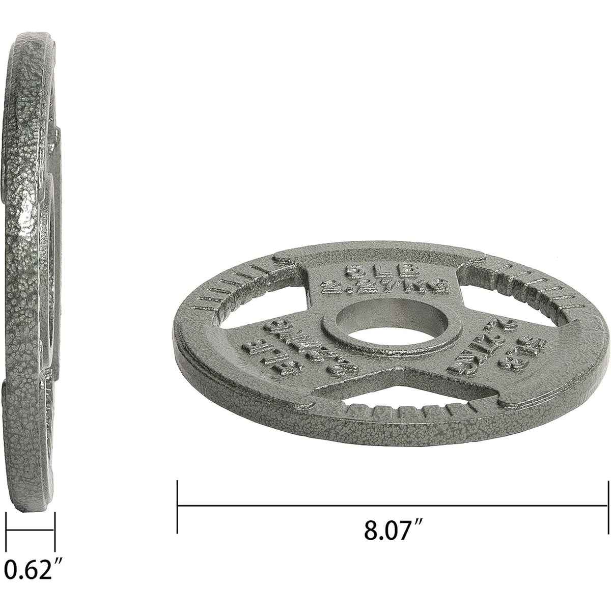 Fitvids 5 lb Cast Iron Grip Weight Plate, Olympic Plate for Strength Training