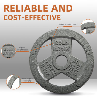 Fitvids 25 lb Cast Iron Grip Weight Plate, Olympic Plate for Strength Training