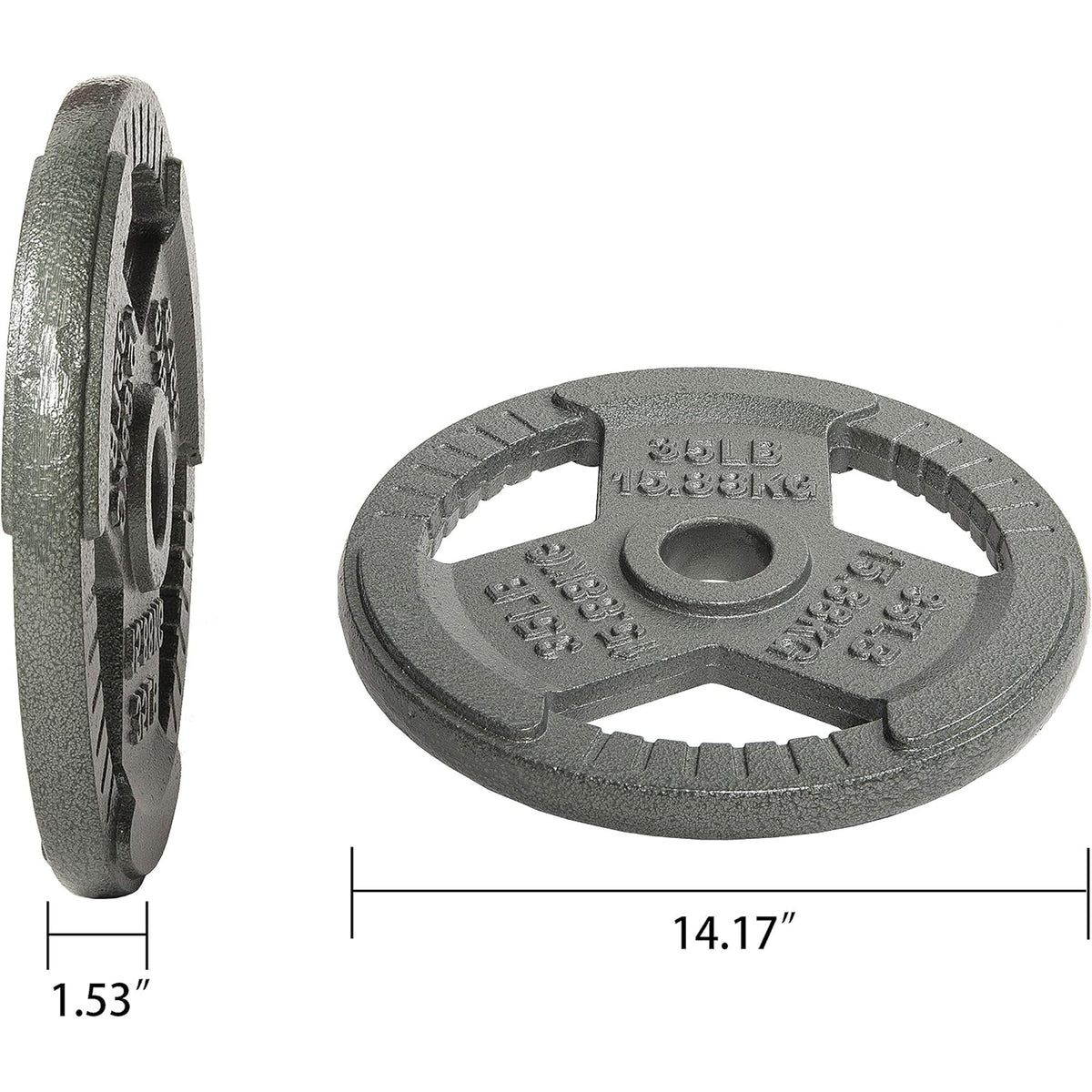 Fitvids 35 lb Cast Iron Grip Weight Plate, Olympic Plate for Strength Training