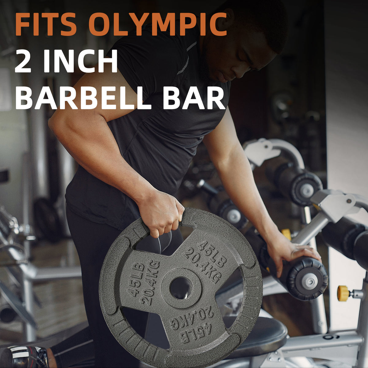 Fitvids 45 lb Cast Iron Grip Weight Plate, Olympic Plate for Strength Training