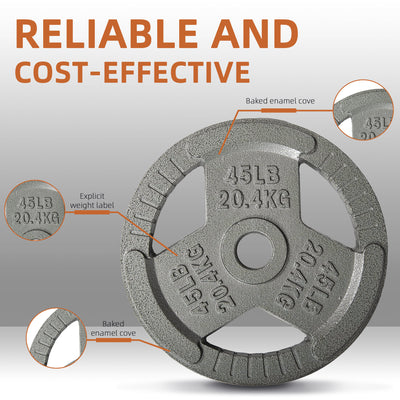 Fitvids 45 lb Cast Iron Grip Weight Plate, Olympic Plate for Strength Training