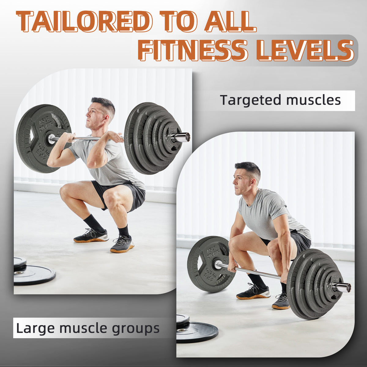 Fitvids 45 lb Cast Iron Grip Weight Plate, Olympic Plate for Strength Training