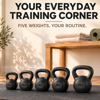 BalanceFrom Cement-Filled Kettlebell Exercise Weights, 5, 10, 15, 20 & 25 lb