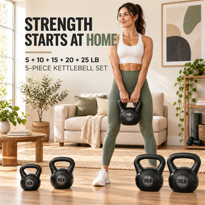 BalanceFrom Cement-Filled Kettlebell Exercise Weights, 5, 10, 15, 20 & 25 lb