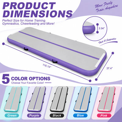 Fitvids 10 Ft Inflatable Gymnastics Mat, Air Track Mat, Electric Pump, Purple