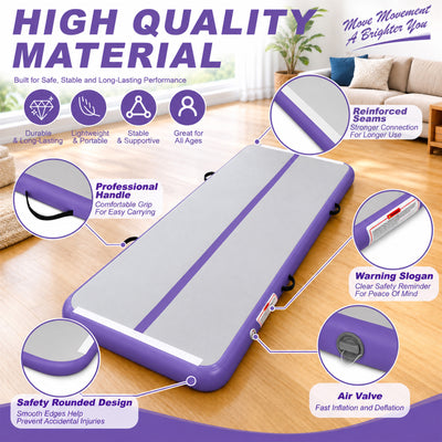 Fitvids 10 Ft Inflatable Gymnastics Mat, Air Track Mat, Electric Pump, Purple