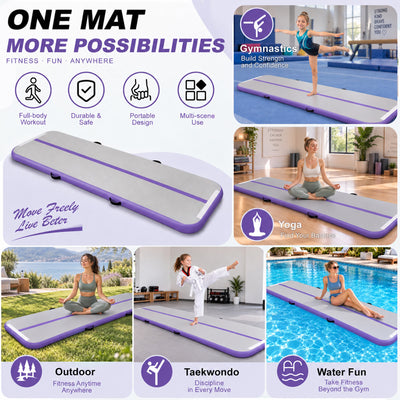 Fitvids 10 Ft Inflatable Gymnastics Mat, Air Track Mat, Electric Pump, Purple