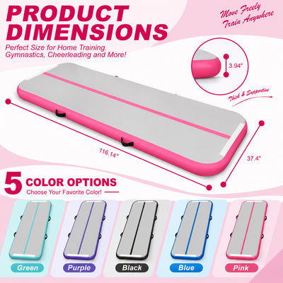 Fitvids 10 Ft Inflatable Gymnastics Mat, Air Track Mat with Electric Pump, Pink
