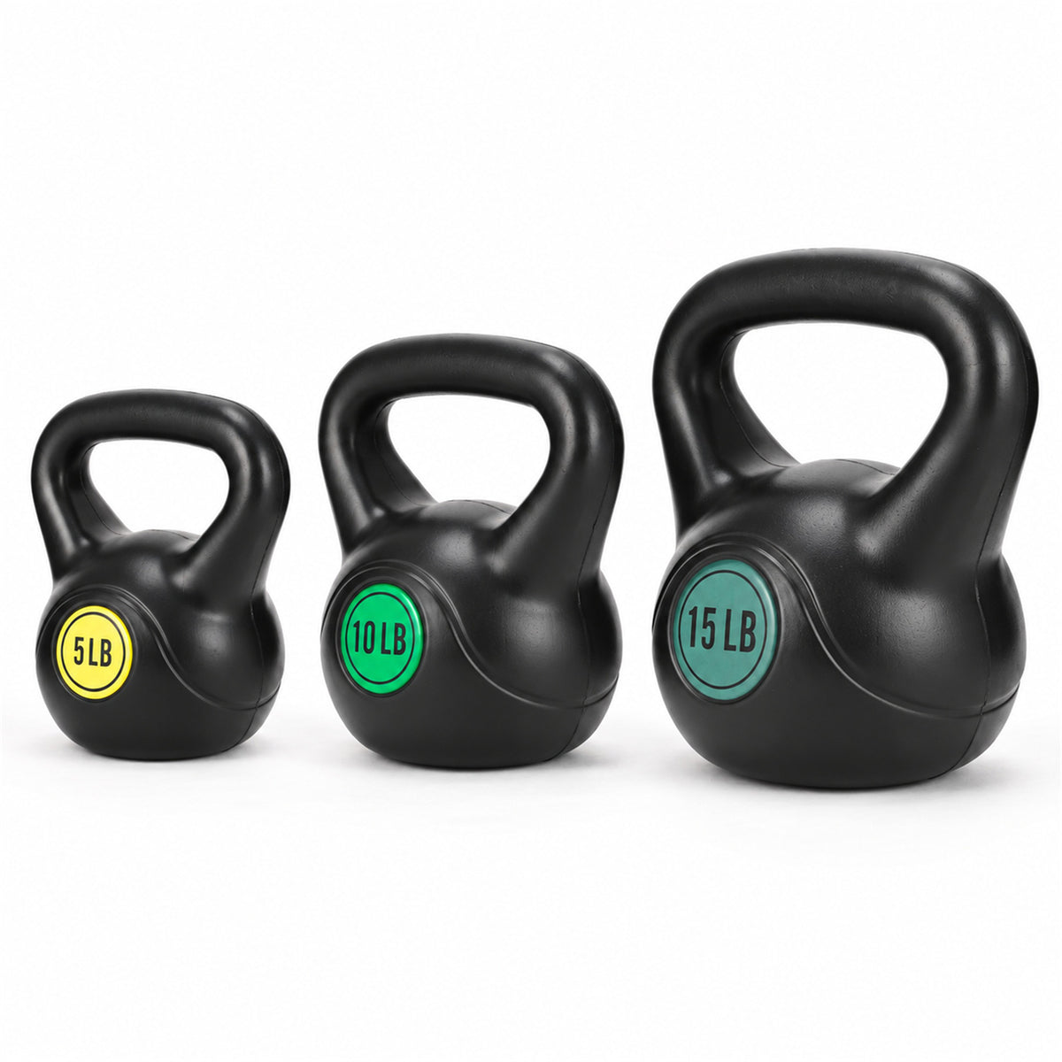 BalanceFrom Vinyl Kettlebell Set Strength Training Weights, 5lb, 10lb, and 15lb