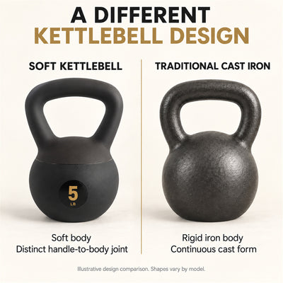 Fitvids Soft Kettlebell Ergonomic Grip, Iron & Sand Filled, 5 Pounds, Black