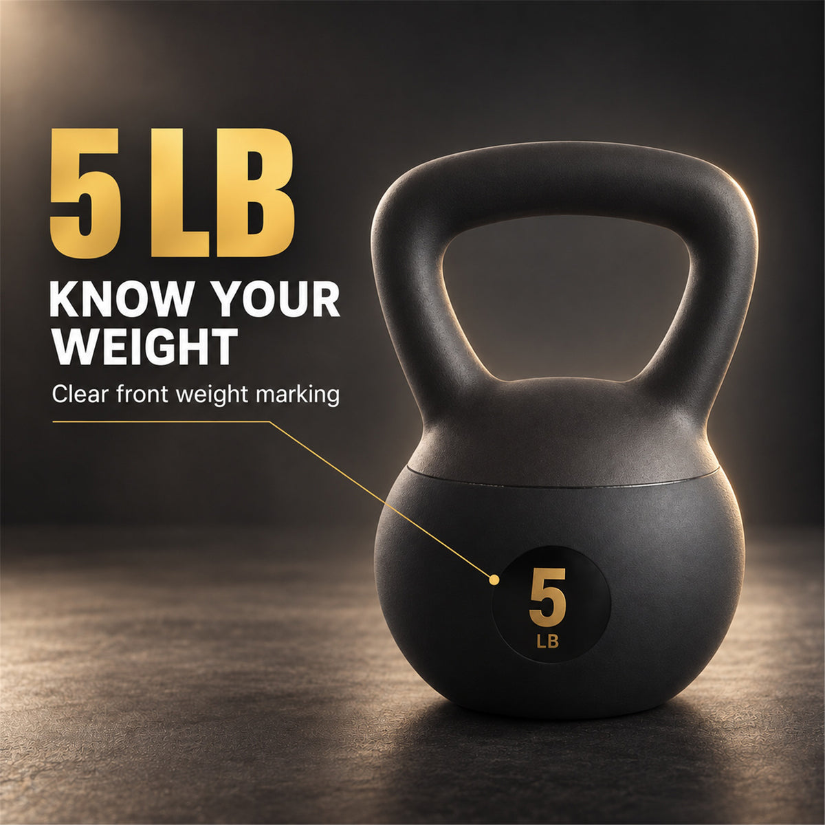 Fitvids Soft Kettlebell Ergonomic Grip, Iron & Sand Filled, 5 Pounds, Black