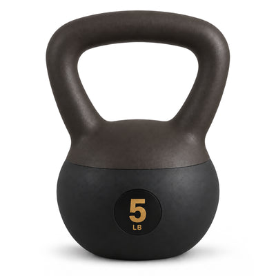 Fitvids Soft Kettlebell Ergonomic Grip, Iron & Sand Filled, 5 Pounds, Black