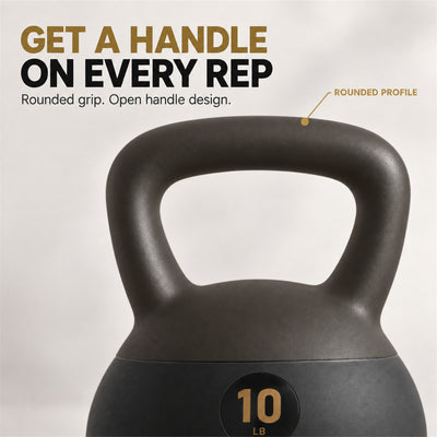 Fitvids Soft Kettlebell Ergonomic Grip, Iron & Sand Filled, 10 Pounds, Black