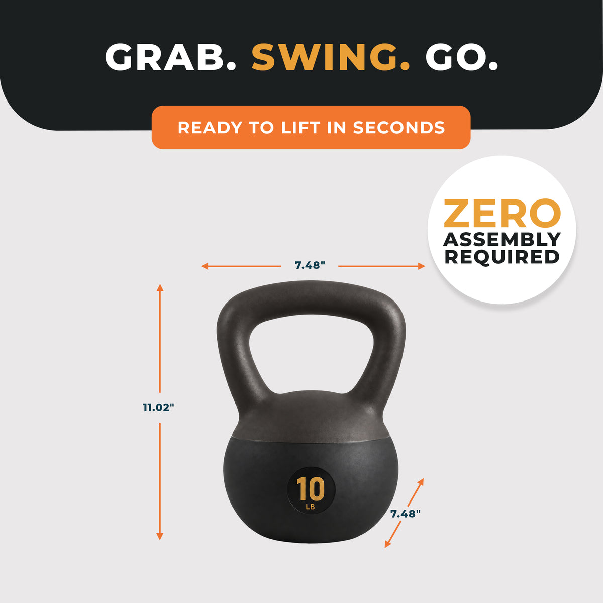 Fitvids Soft Kettlebell Ergonomic Grip, Iron & Sand Filled, 10 lb,  (Open Box) - VMInnovations