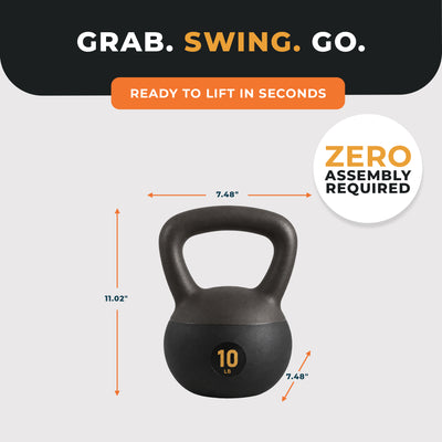 Fitvids Soft Kettlebell Ergonomic Grip, Iron & Sand Filled, 10 lb,  (Open Box) - VMInnovations