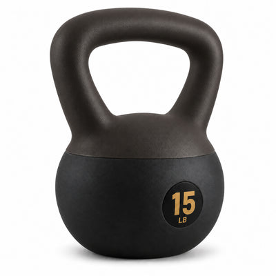 Fitvids Soft Kettlebell Ergonomic Grip, Iron & Sand Filled, 15 Pounds, Black