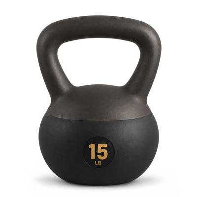 Fitvids Soft Kettlebell Ergonomic Grip, Iron & Sand Filled, 15 Pounds, Black