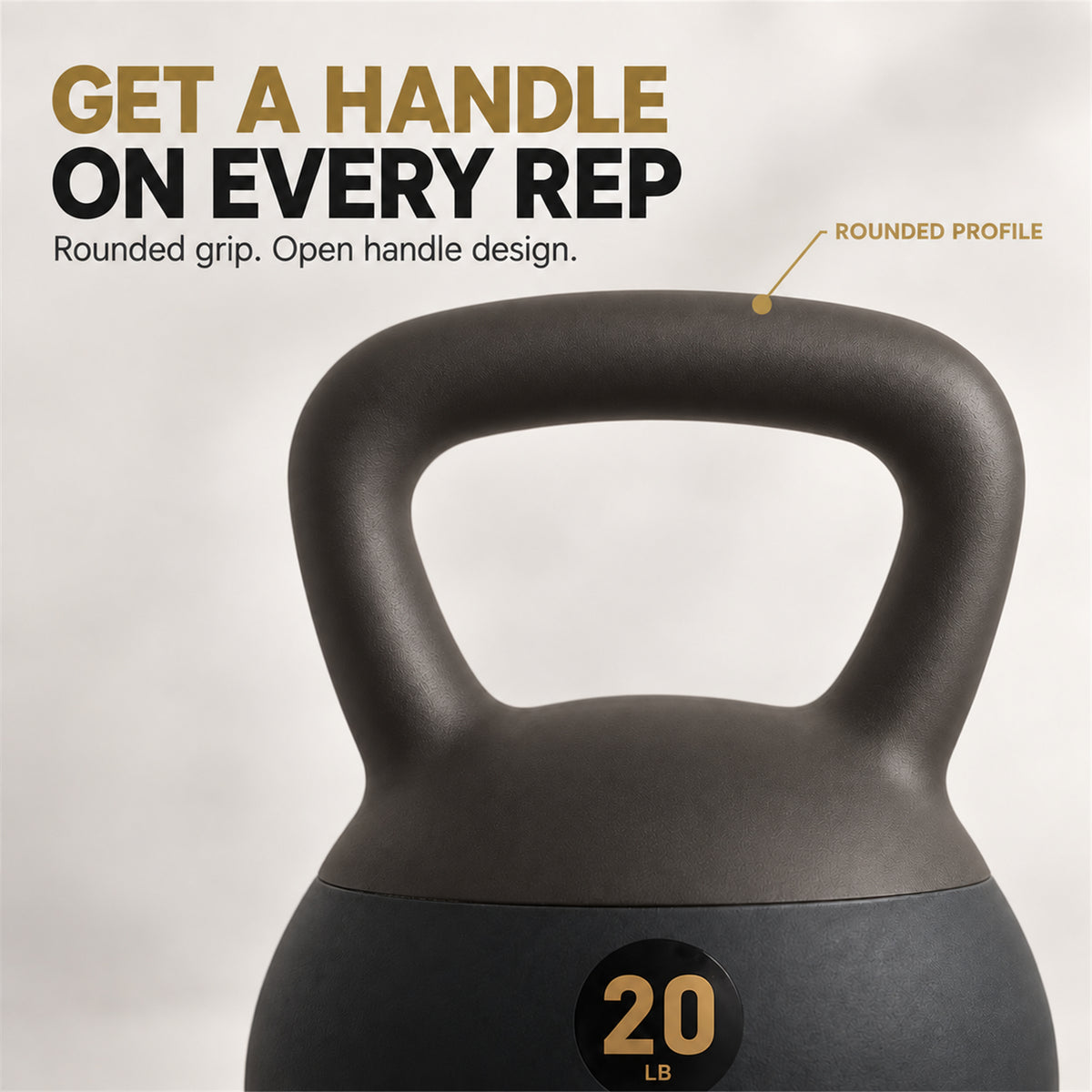 Fitvids Soft Kettlebell Ergonomic Grip, Iron & Sand Filled, 20 Pounds, Black