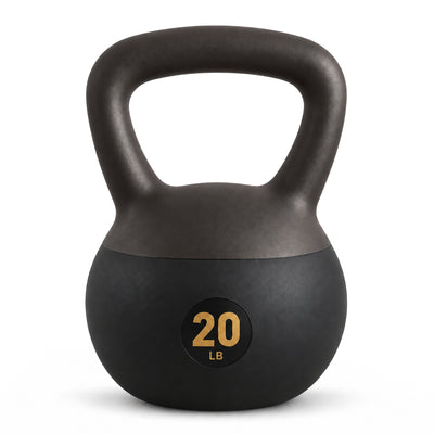 Fitvids Soft Kettlebell Ergonomic Grip, Iron & Sand Filled, 20 Pounds, Black