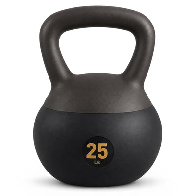 Fitvids Soft Kettlebell Ergonomic Grip, Iron & Sand Filled, 25 Pounds, Black