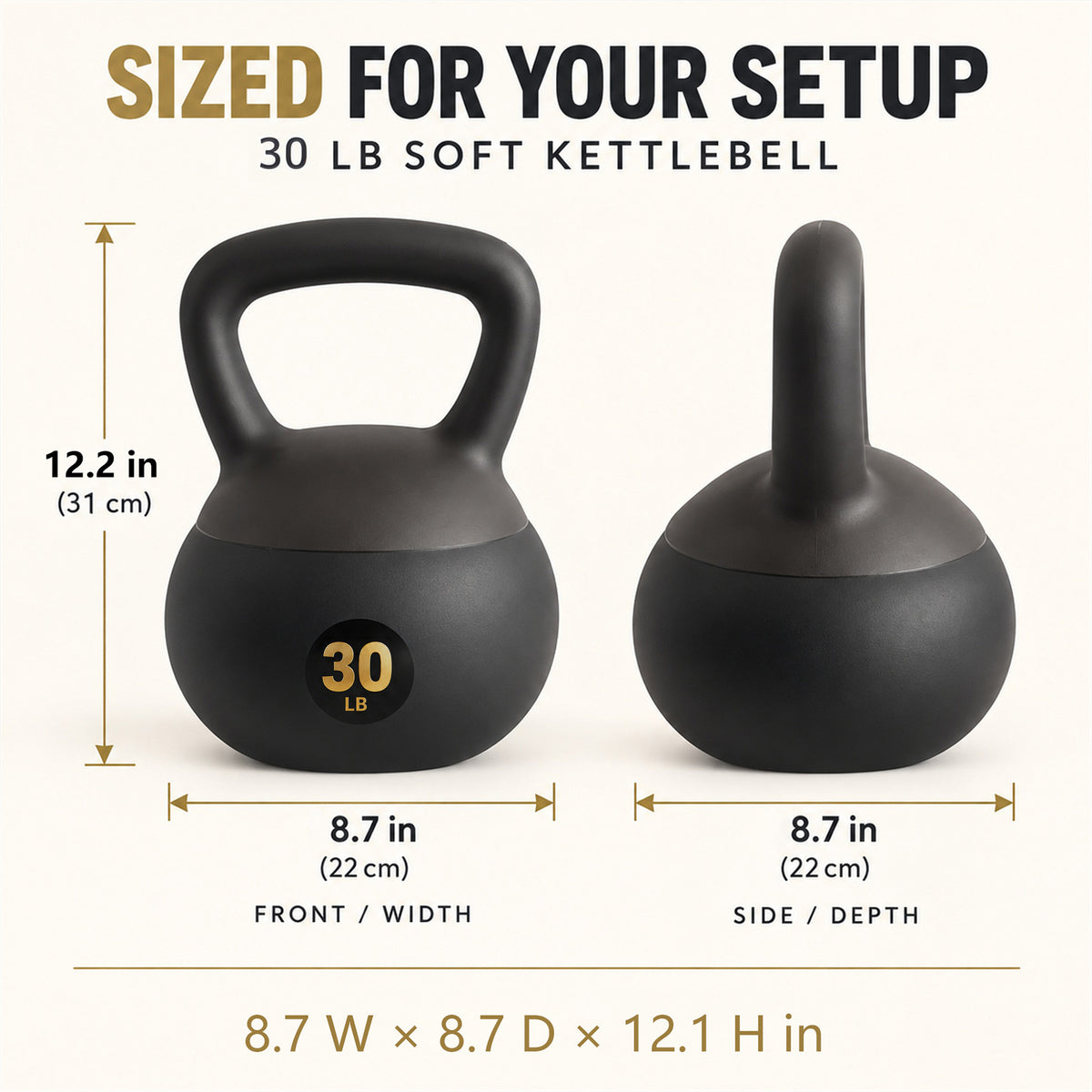 Fitvids Soft Kettlebell Ergonomic Grip, Iron & Sand Filled, 30 Pounds,  (Used) - VMInnovations