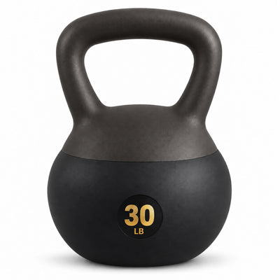 Fitvids Soft Kettlebell Ergonomic Grip, Iron & Sand Filled, 30 Pounds, Black