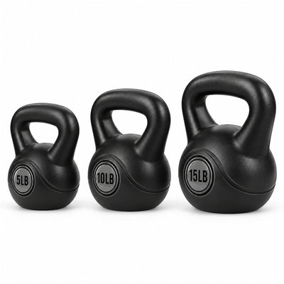 BalanceFrom Cement-Filled Kettlebell Exercise Weights, Set of 5, 10, and 15 lb