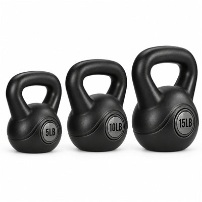 BalanceFrom Cement-Filled Kettlebell Exercise Weights, Set of 5, 10, and 15 lb