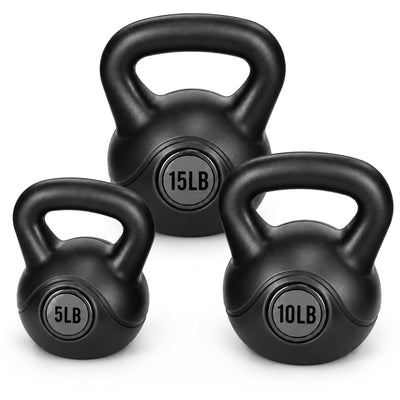 BalanceFrom Cement-Filled Kettlebell Exercise Weights, Set of 5, 10, and 15 lb