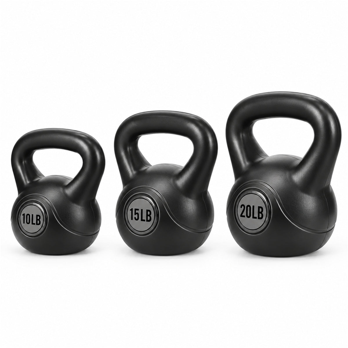 BalanceFrom Cement-Filled Kettlebell Exercise Weights, Set of 10, 15, and 20 lb