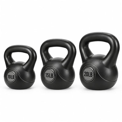 BalanceFrom Cement-Filled Kettlebell Exercise Weights, Set of 10, 15, and 20 lb