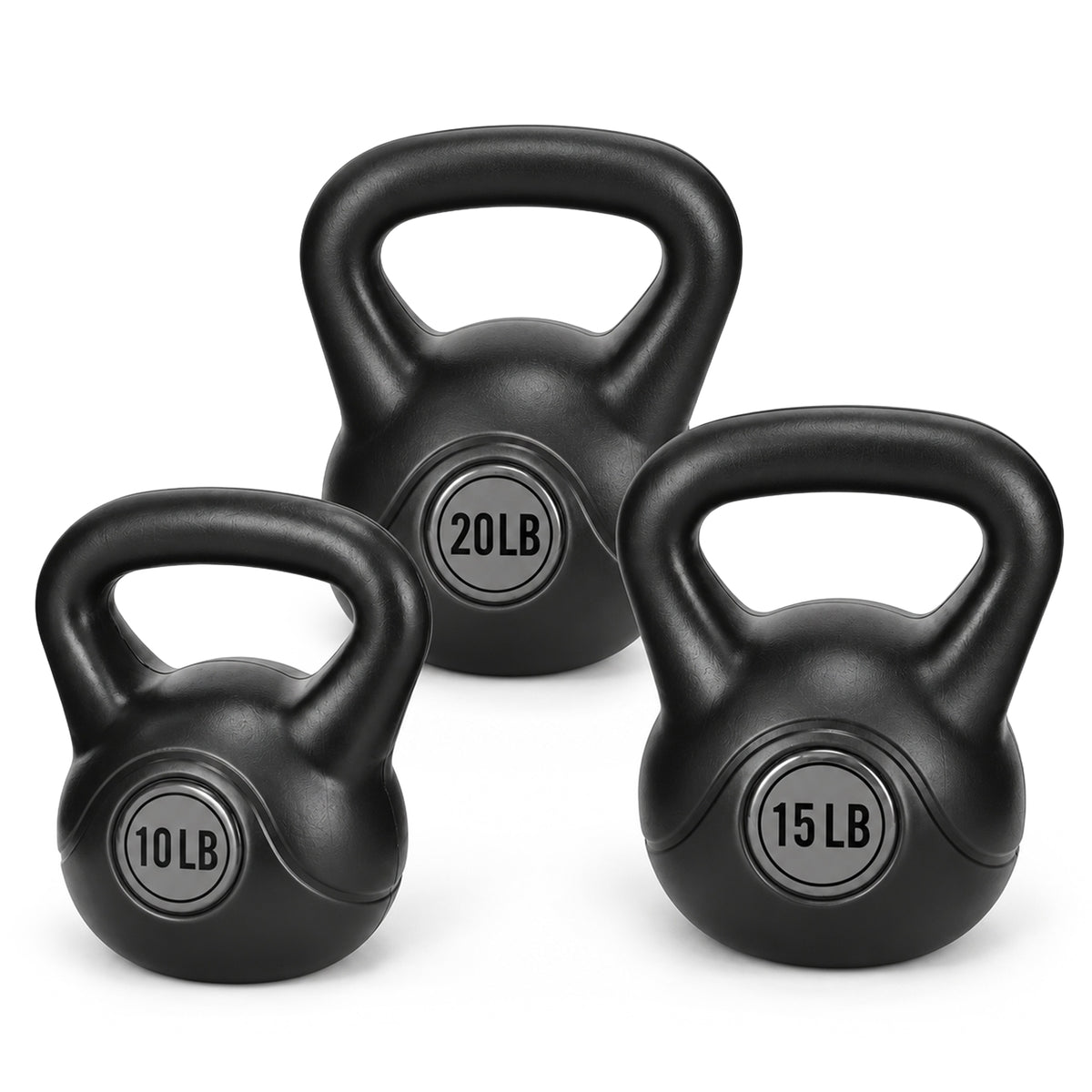 BalanceFrom Cement-Filled Kettlebell Exercise Weights, Set of 10, 15, and 20 lb