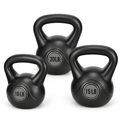 BalanceFrom Cement-Filled Kettlebell Exercise Weights, Set of 10, 15, and 20 lb