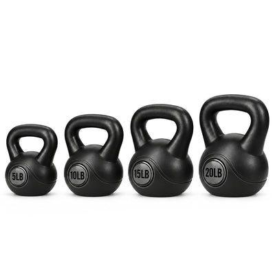 BalanceFrom Cement-Filled Kettlebell Exercise Weights, Set of 5, 10, 15, & 20 lb