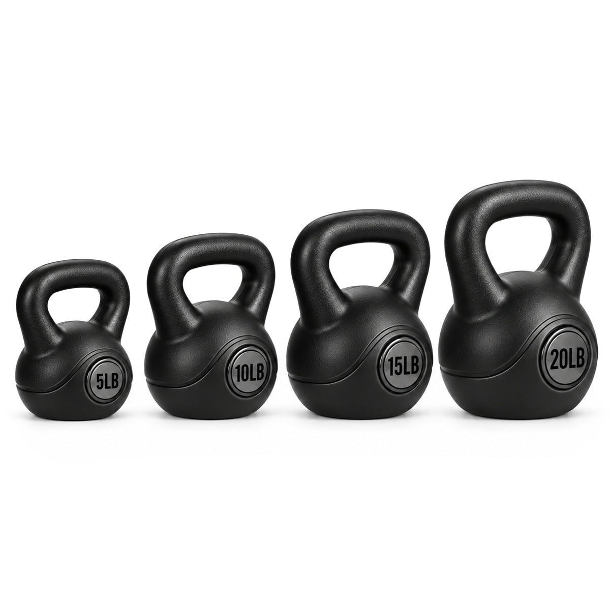 BalanceFrom Cement-Filled Kettlebell Exercise Weights, Set of 5, 10, 15, & 20 lb