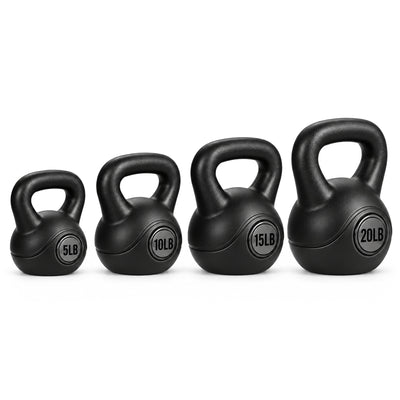 BalanceFrom Cement-Filled Kettlebell Exercise Weights, Set of 5, 10, 15, & 20 lb