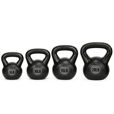 BalanceFrom Cement-Filled Kettlebell Exercise Weights, Set of 5, 10, 15, & 20 lb