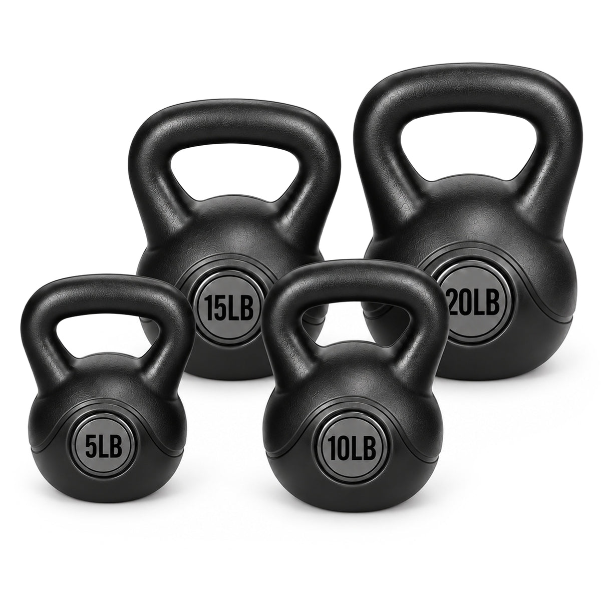 BalanceFrom Cement-Filled Kettlebell Exercise Weights, Set of 5, 10, 15, & 20 lb